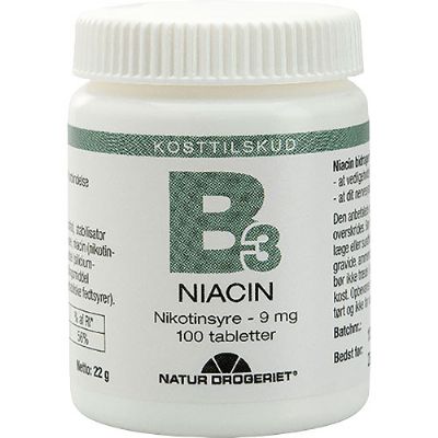 B3 Niacin Nikotinsyre 9 mg 100 tab