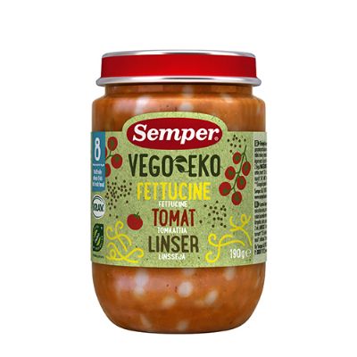 Babymos økologisk fettucine tomat & linser fra 8 mdr. 190 g