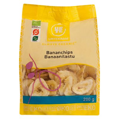 Bananchips sprød snack økologisk 200 g