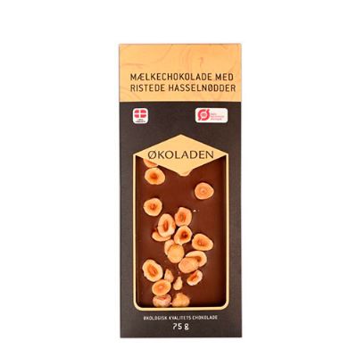 Chokolade Mælk m. Ristede Hasselnødder økologisk 75 g