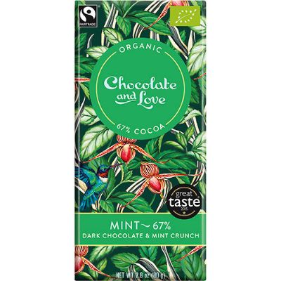 Chokolade Mint 67% økologisk 80 g