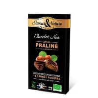 Chokolade fyldt økologisk 70% m.hasselnødde praline Hasselnøddepraliné 18 stk 80 g