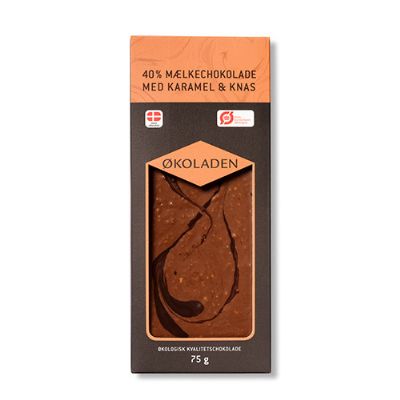 Chokolade mælk karamel/knas økologisk 75 g