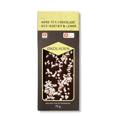 Chokolade mørk ingefær/lemon økologisk 75 g