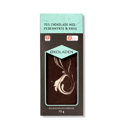 Chokolade pebermynte/knas økologisk 75 g