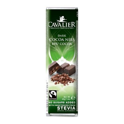 Chokoladebar Dark Cocoa nibs 85% Cavalier 40 g