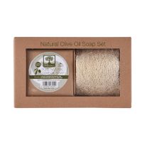 Set Handmade Olive Oil Soap Raw Loofah 1 pk
