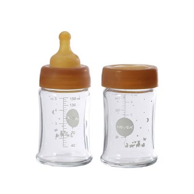 HEVEA Baby Glas sutteflaske 2-pak - 150ml 1 pk