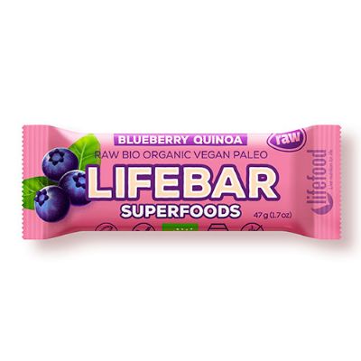 LifeBar Blåbær Quinoa RAW økologisk 47 g