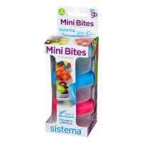 Mini bites to go 130 ml Grøn, blå, pink Sistema 1 stk