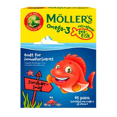 Møllers Omega-3 fisk Jordbær 45 gum
