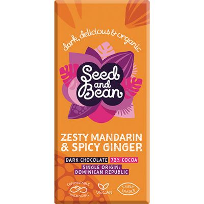 Mørk chokolade 72% Mandarin & Ingefær økologisk 75 g