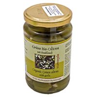 Oliven Grønne m.hvidløg økologisk 320 g