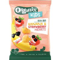 Organix Kids Banana & strawberry hearts økologisk 30 g