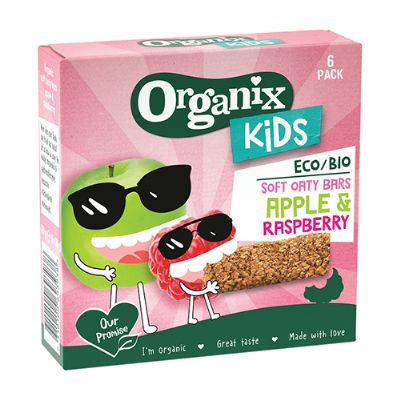 Organix Kids Raspberry & Apple Oaty Bars økologisk 180 g