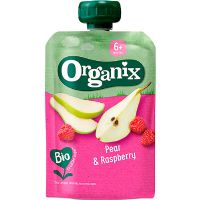 Organix frugtpure m pære & hindbær 6 mdr økologisk 100 g