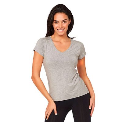 Women\'s V-Neck T-Shirt lysegrå str. XL 1 stk