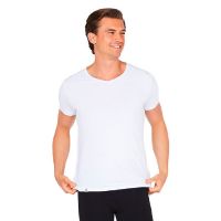 T-Shirt Herre V-hals hvid str. L 1 stk