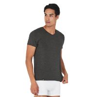 Men's V-Neck T-Shirt Dark Marl str. XL 1 stk