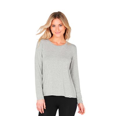 Women\'s Long Sleeve Round Neck T-Shirt grå str. XL 1 stk