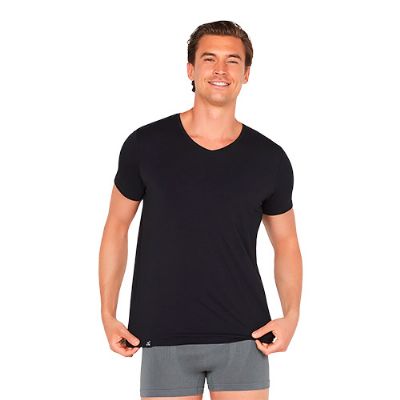 Men\'s V-Neck T-Shirt sort str. XL 1 stk