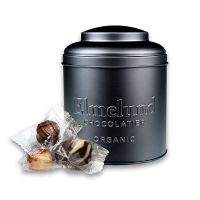 Tin Sort 15 stk ass. fyldte chokolader økologisk 150 g